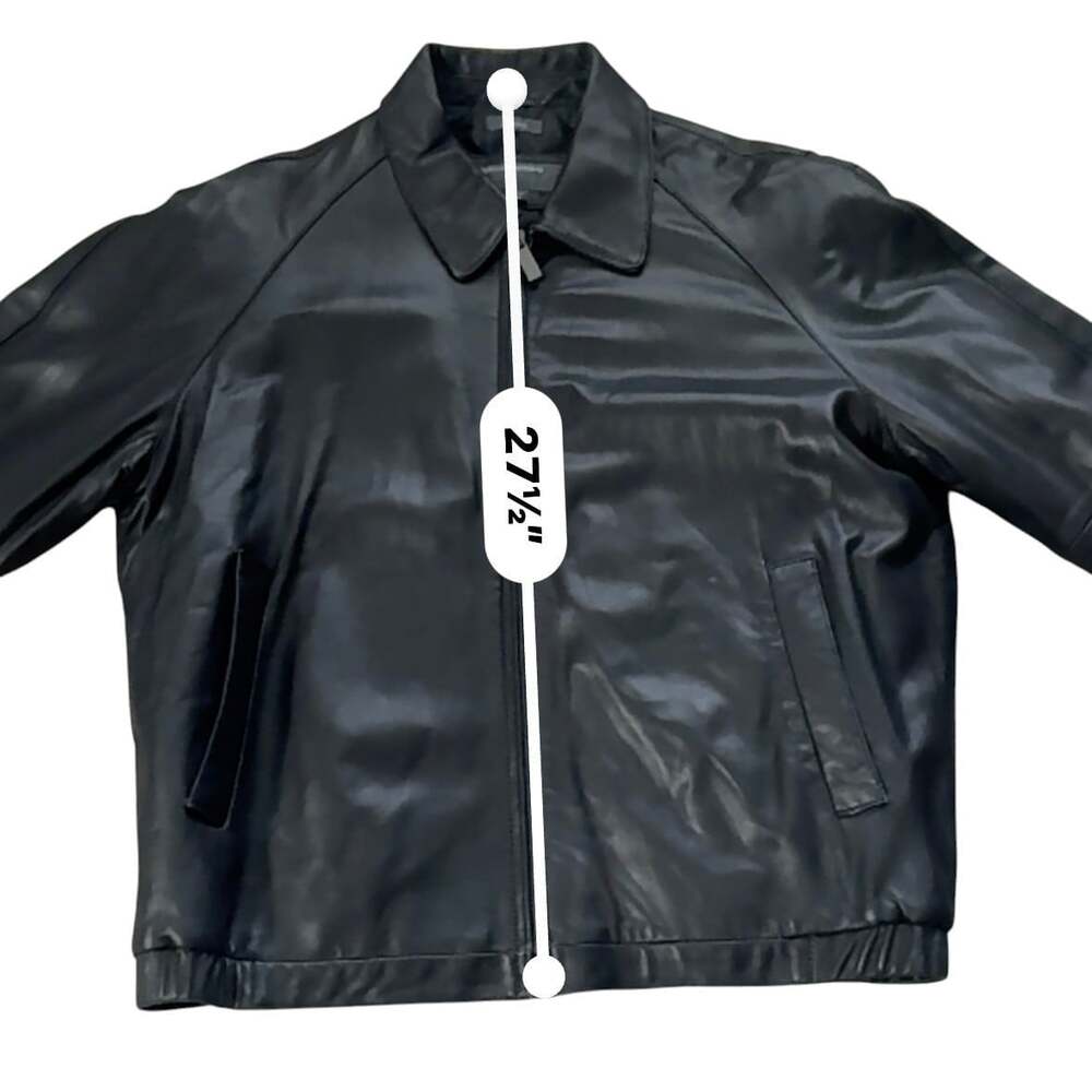 Perry Ellis Portfolio Black Lambskin Leather Bomber Jacket Men's L - Picture 13 of 14
